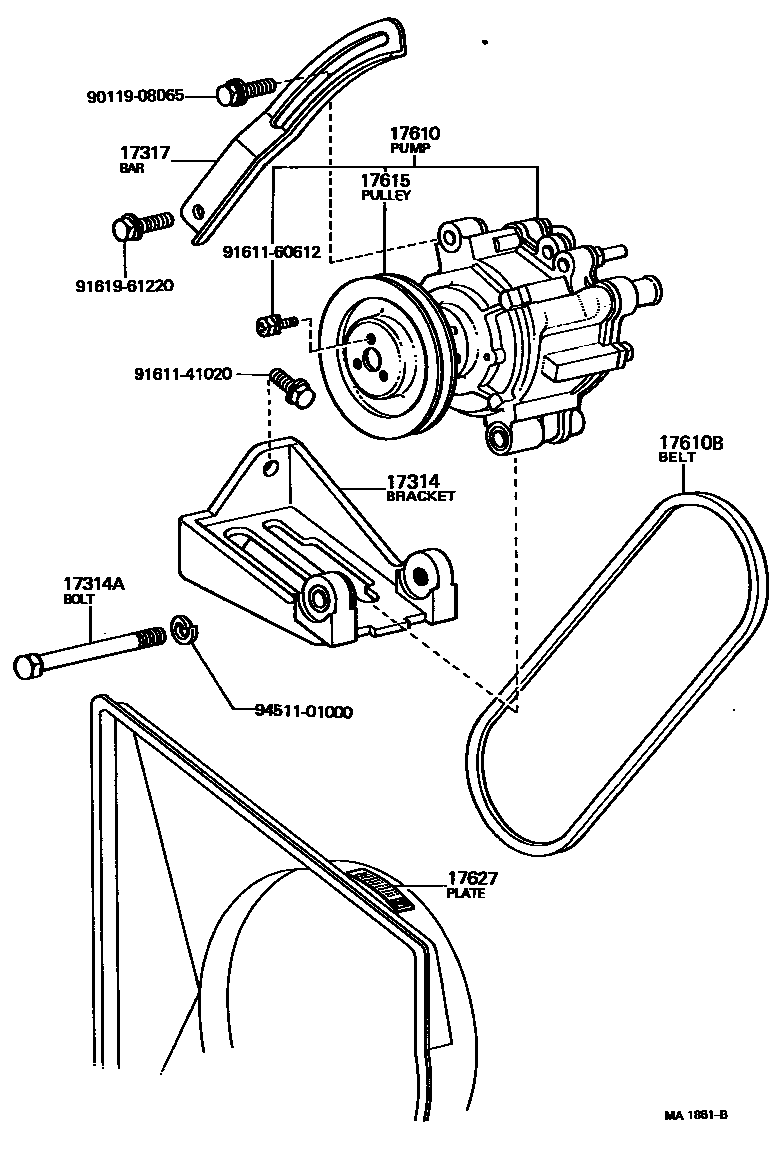 Toyota HILUX 空气泵 EPC diagram — MA1861B