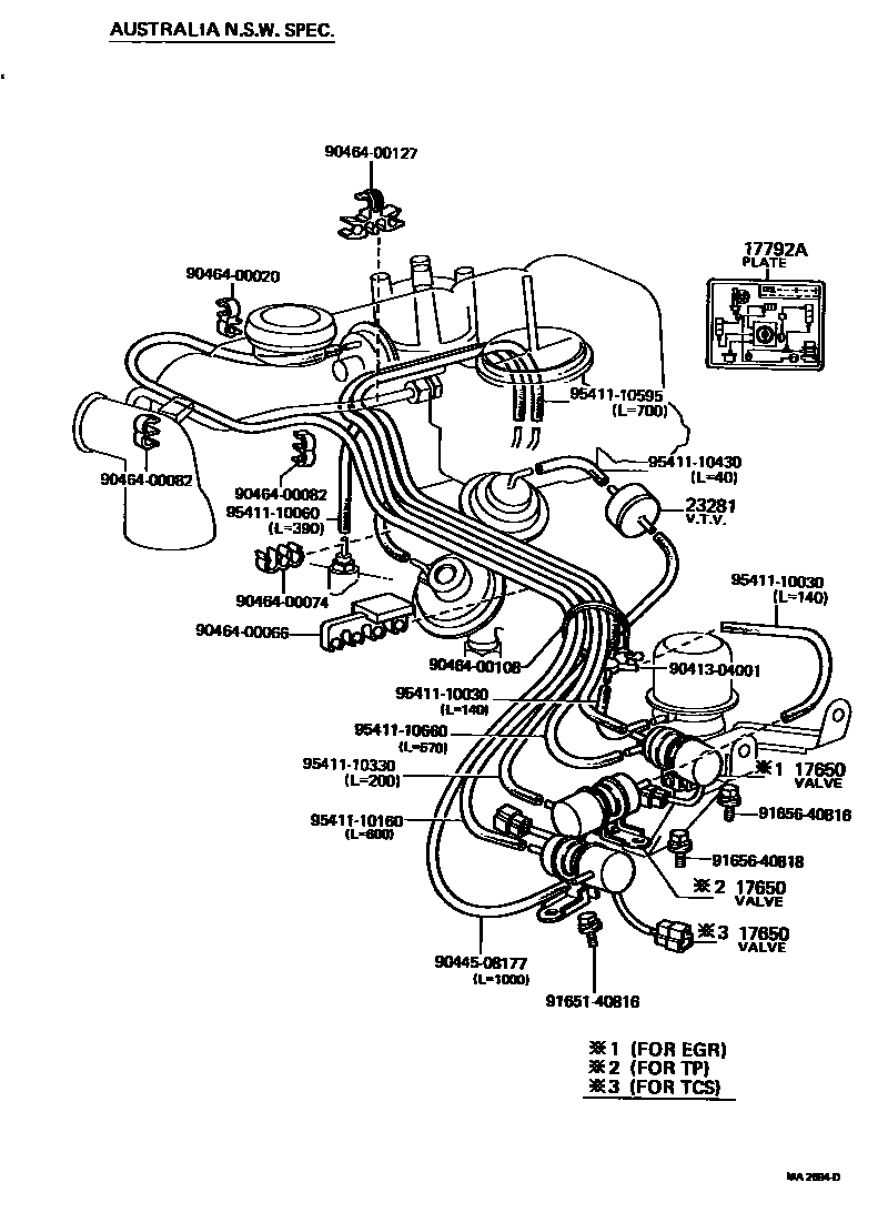 Toyota HILUX vacuum tube EPC diagram — MA2694D