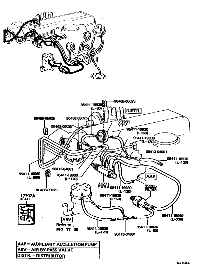 Toyota HILUX vacuum tube EPC diagram — MA3141A