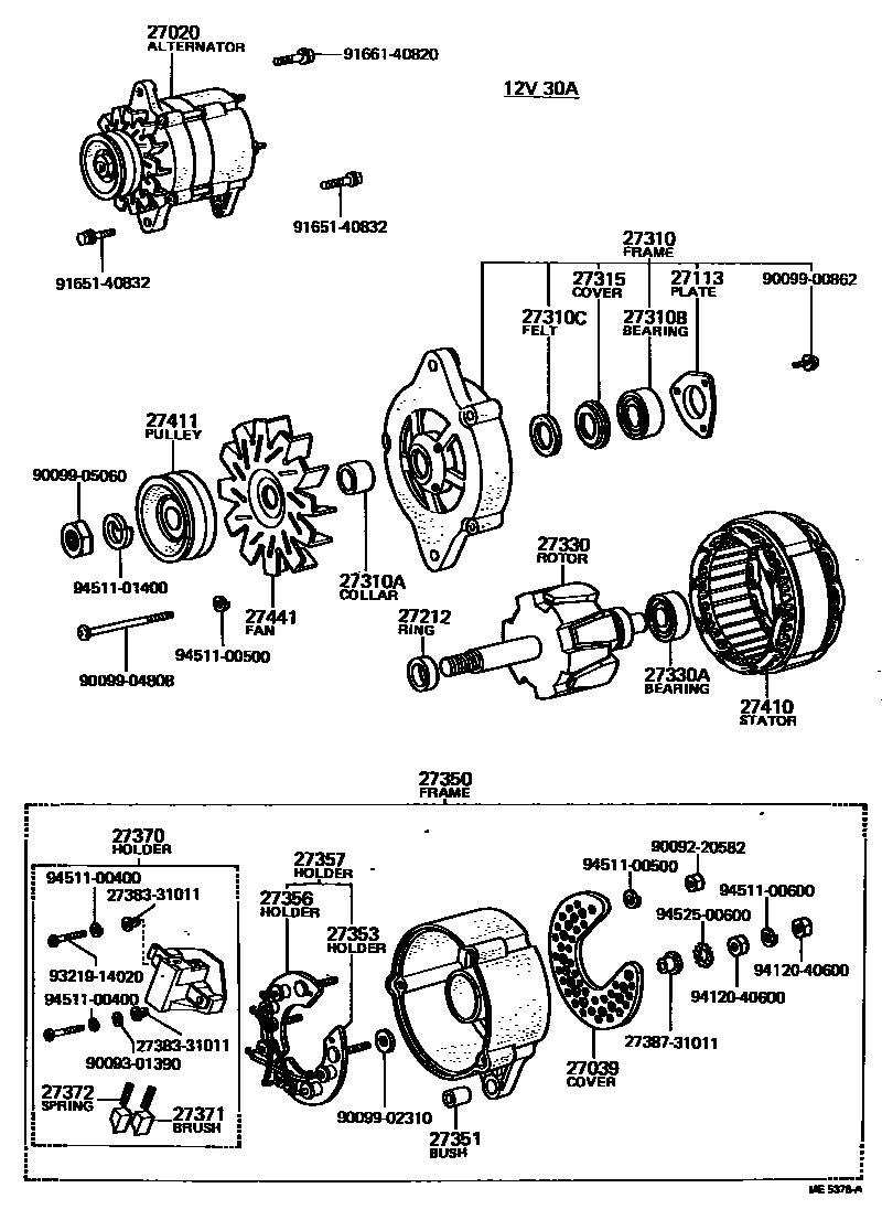 Toyota HILUX Alternator EPC diagram — ME5376A