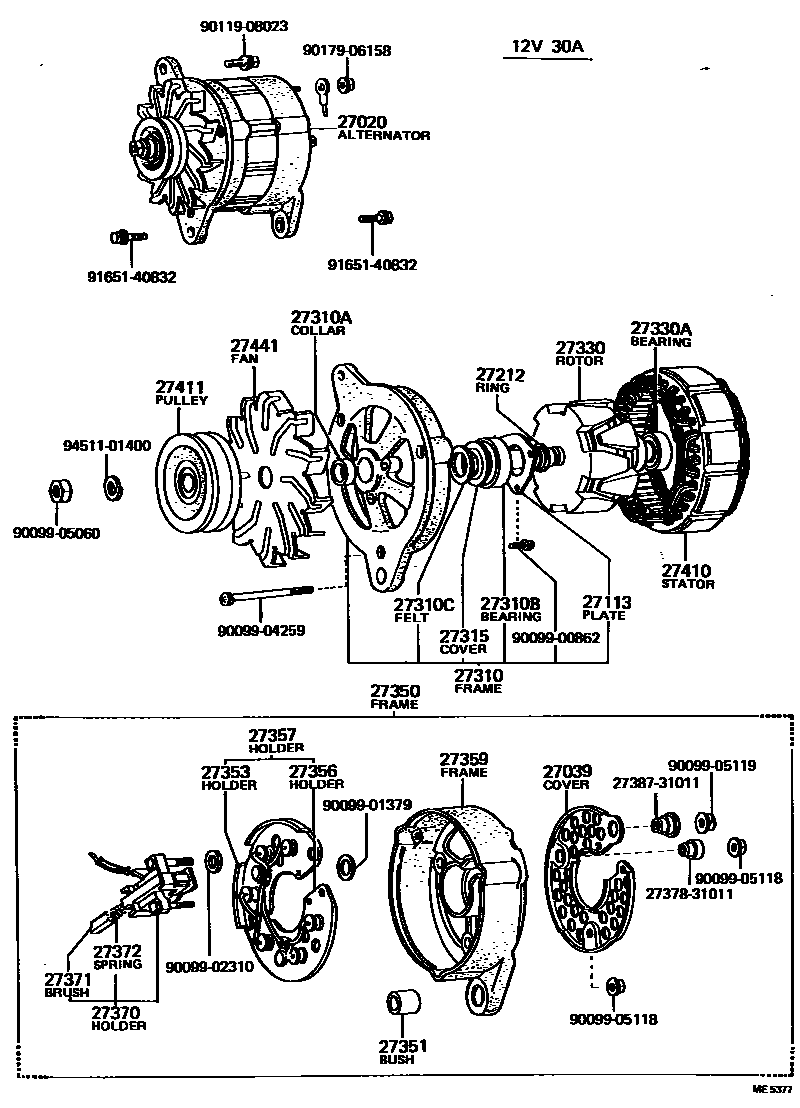 Toyota HILUX Alternator EPC diagram — ME5377