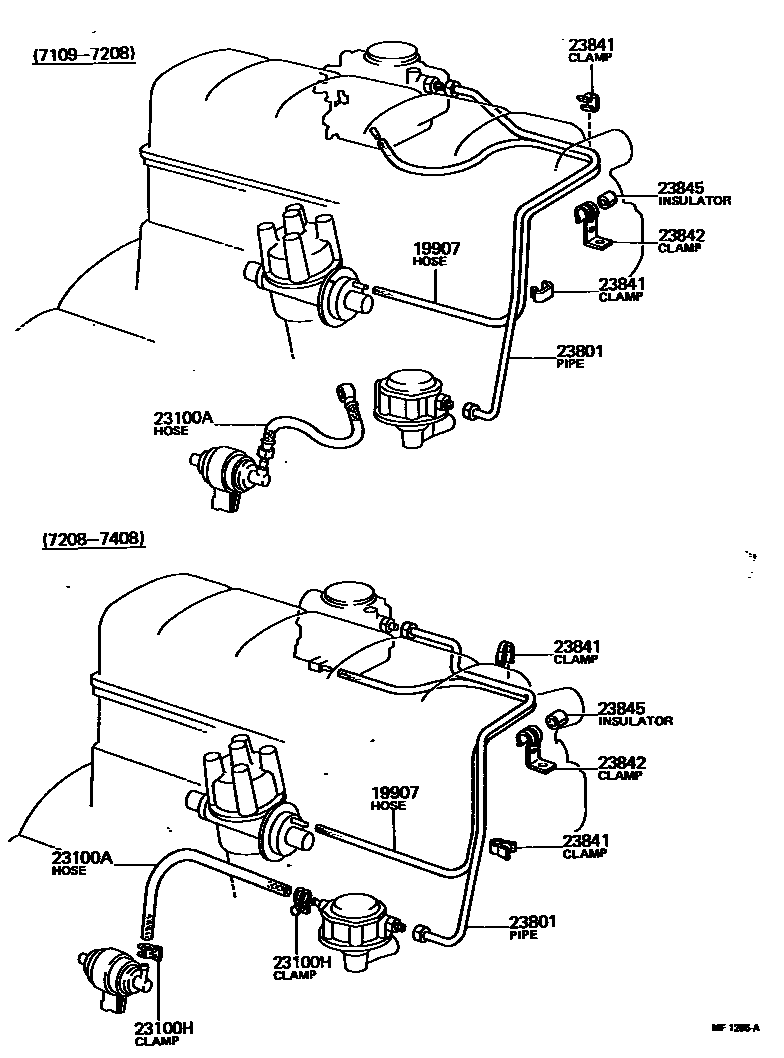 Toyota HILUX 燃油管和卡箍 EPC diagram — MF1295A
