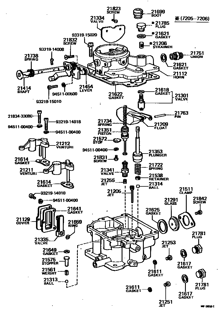 Toyota HILUX 化油器 EPC diagram — MF0659E