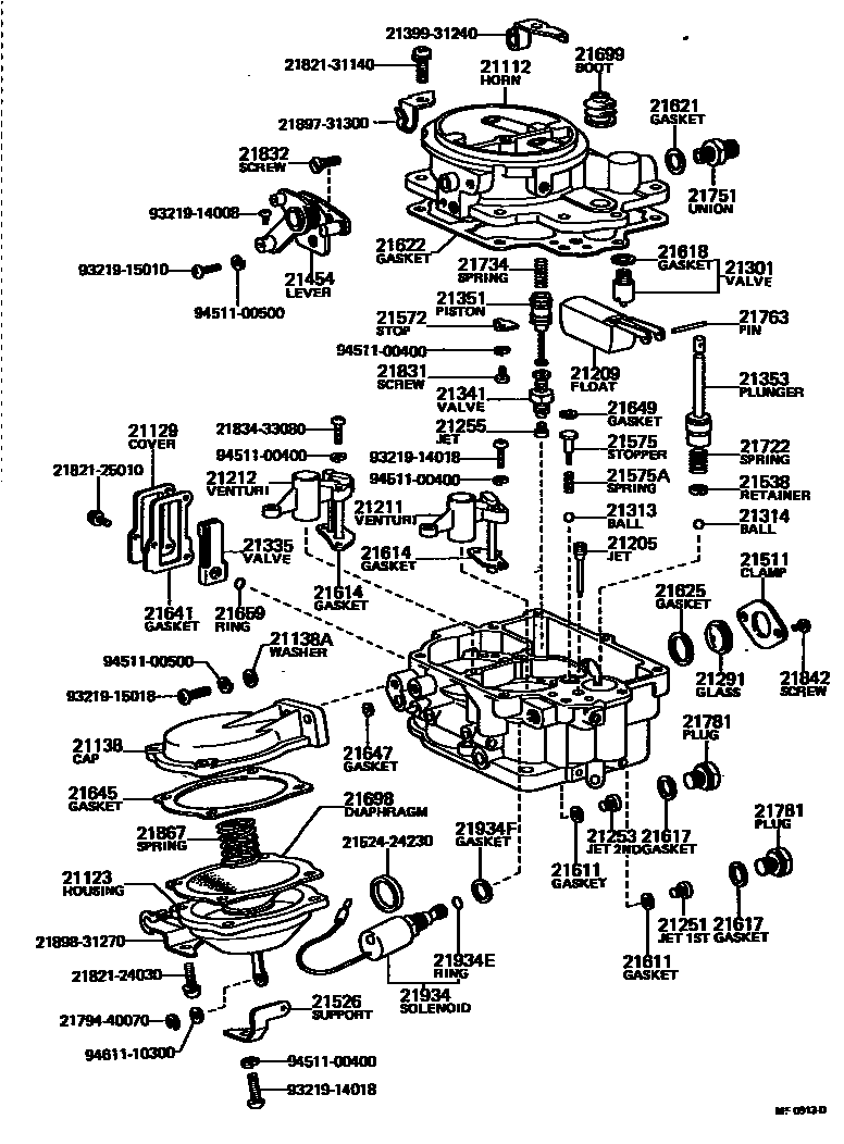 Toyota HILUX 化油器 EPC diagram — MF0913D