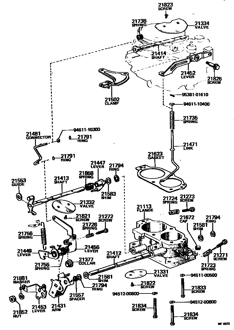 Toyota HILUX 化油器 EPC diagram — MF0972