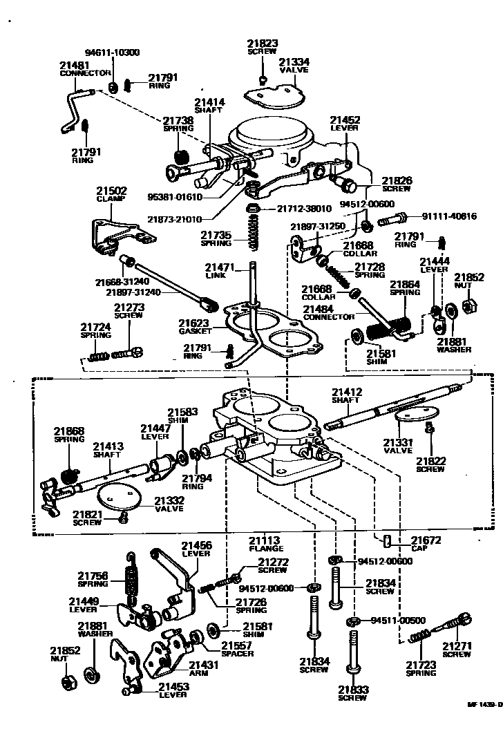Toyota HILUX 化油器 EPC diagram — MF1439D