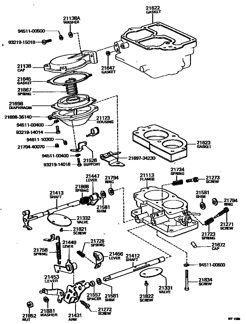 Toyota HILUX 化油器 EPC diagram — MF1586