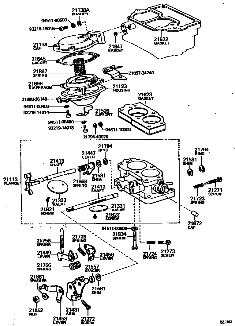 Toyota HILUX 化油器 EPC diagram — MF1593
