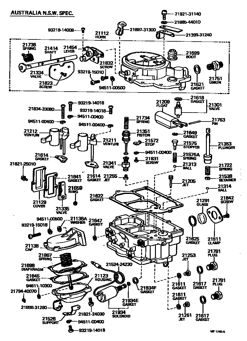 Toyota HILUX 化油器 EPC diagram — MF1740A
