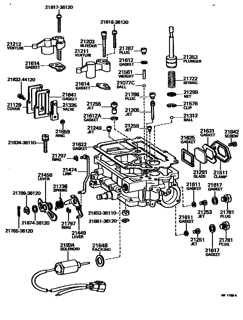 Toyota HILUX 化油器 EPC diagram — MF1798A