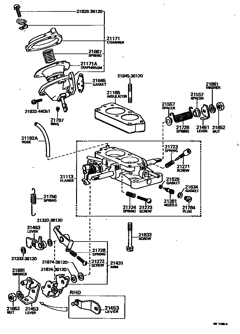 Toyota HILUX 化油器 EPC diagram — MF1799A