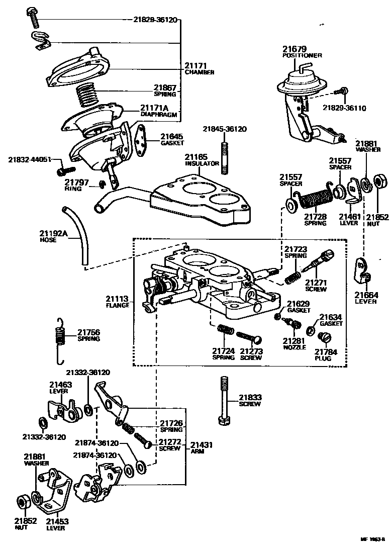 Toyota HILUX 化油器 EPC diagram — MF1963B