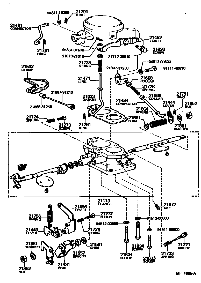 Toyota HILUX 化油器 EPC diagram — MF1965A