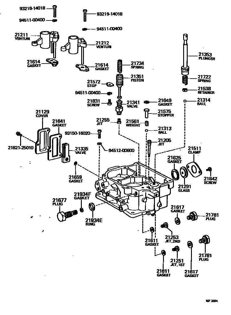 Toyota HILUX 化油器 EPC diagram — MF2094