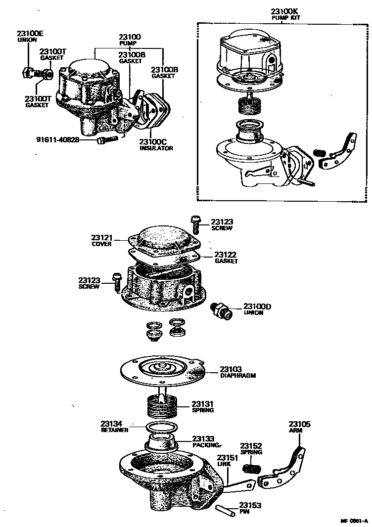 Toyota HILUX 燃油泵和燃油管 EPC diagram — MF0661A