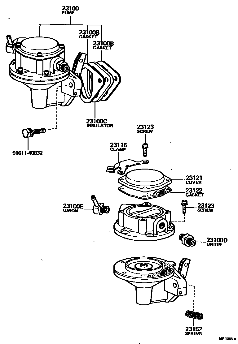 Toyota HILUX 燃油泵和燃油管 EPC diagram — MF1063A