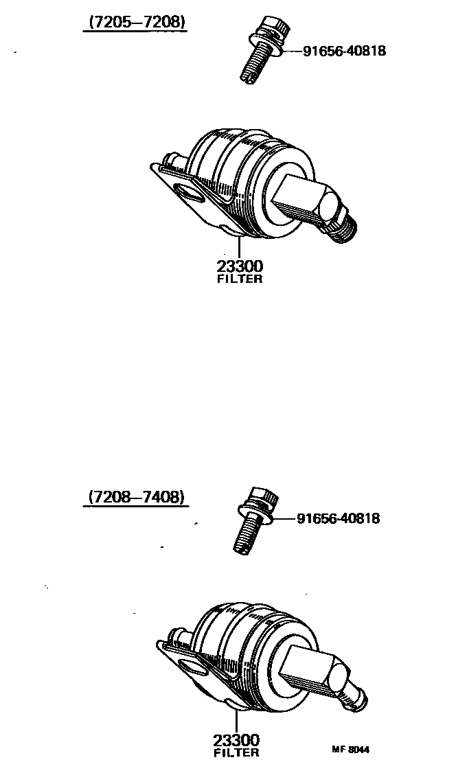 Toyota HILUX fuel filter EPC diagram — MF8044