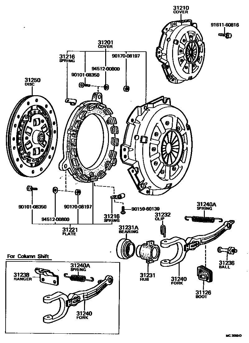 Toyota HILUX 离合器和分离叉 EPC diagram — MC3069D