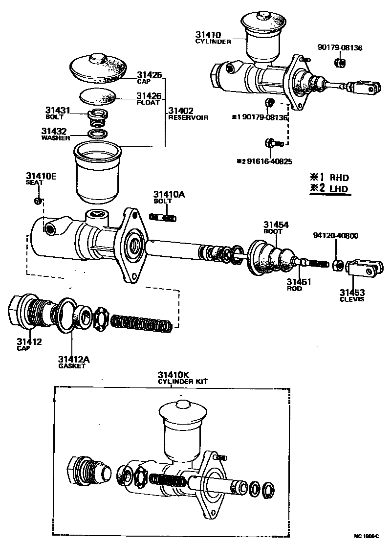 Toyota HILUX 离合器总泵 EPC diagram — MC1808C