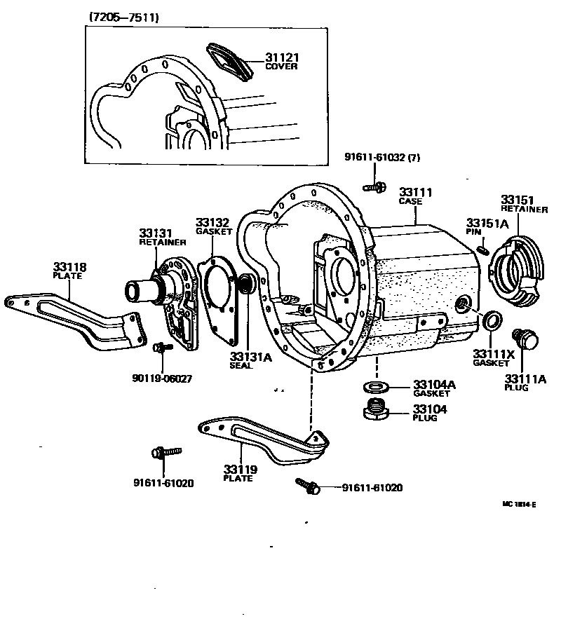 Toyota HILUX 离合器壳和变速器壳(MTM) EPC diagram — MC1814E