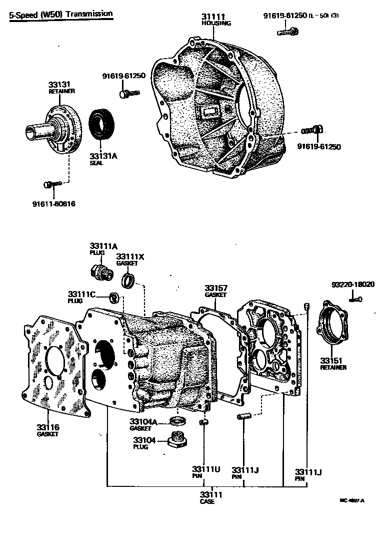 Toyota HILUX 离合器壳和变速器壳(MTM) EPC diagram — MC4997A