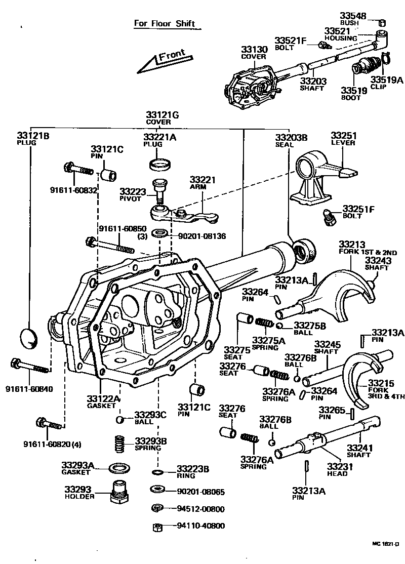 Toyota HILUX 换档拨叉和换档杆轴(MTM) EPC diagram — MC1821D