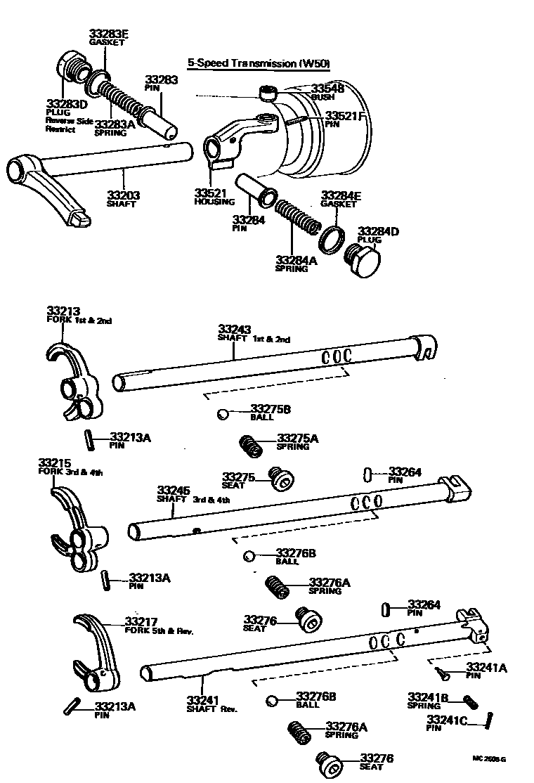 Toyota HILUX 换档拨叉和换档杆轴(MTM) EPC diagram — MC2606G
