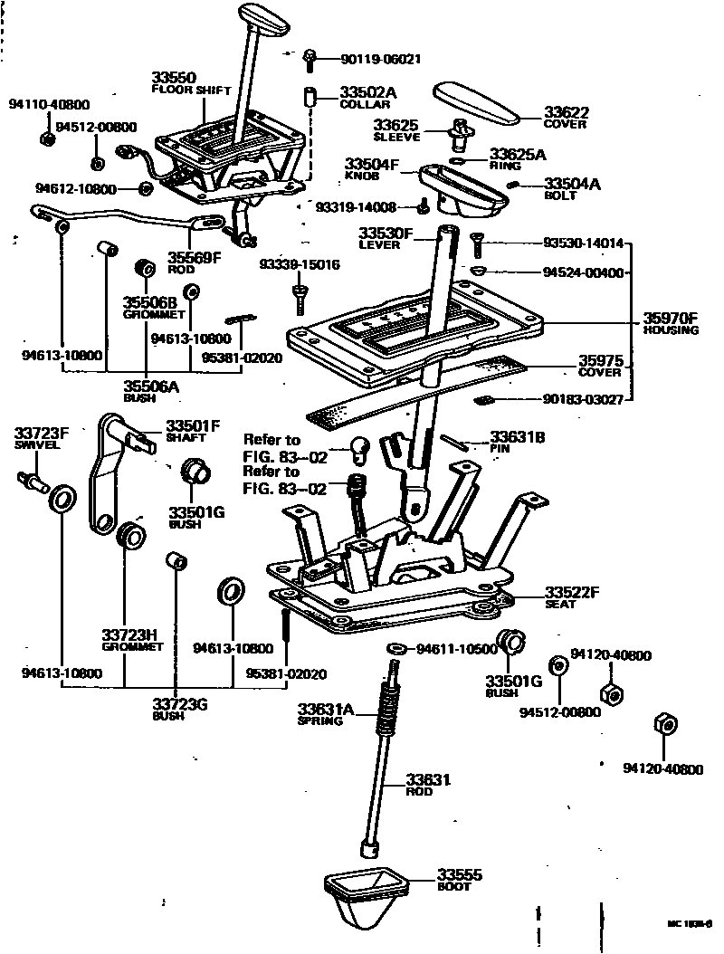 Toyota HILUX Shift Lever & Retainer EPC diagram — MC1835B
