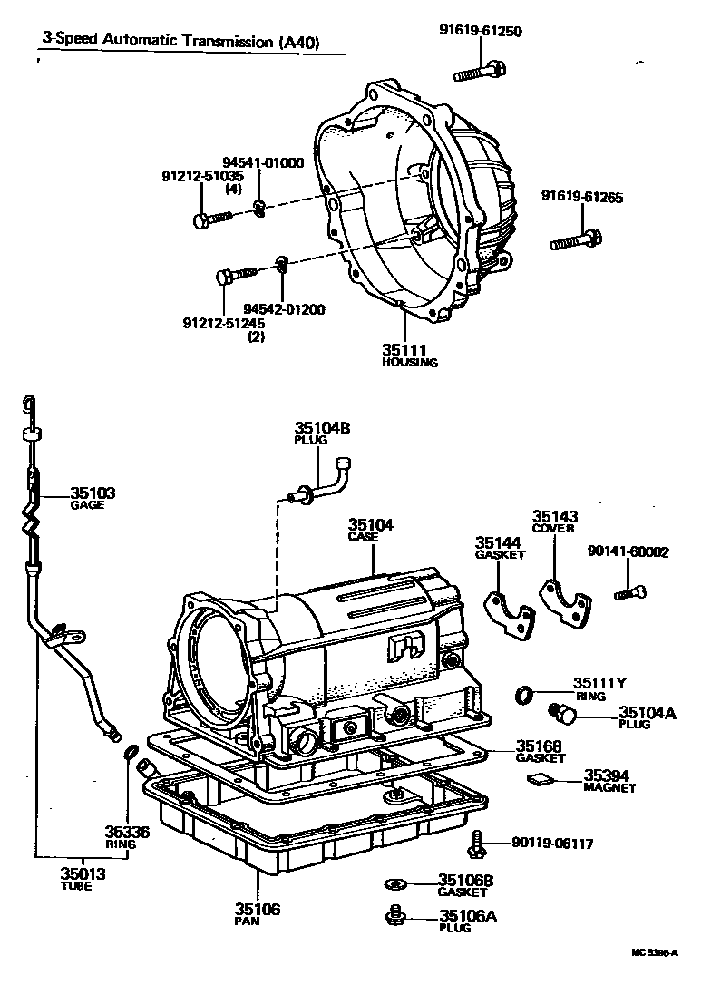 Toyota HILUX 变速器壳和油底壳(ATM) EPC diagram — MC5396A