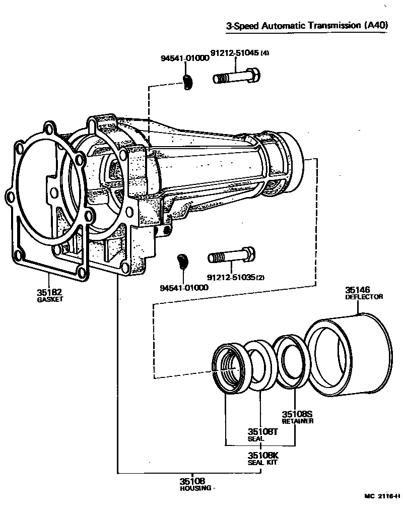 Toyota HILUX Extension shell (ATM) EPC diagram — MC2116H