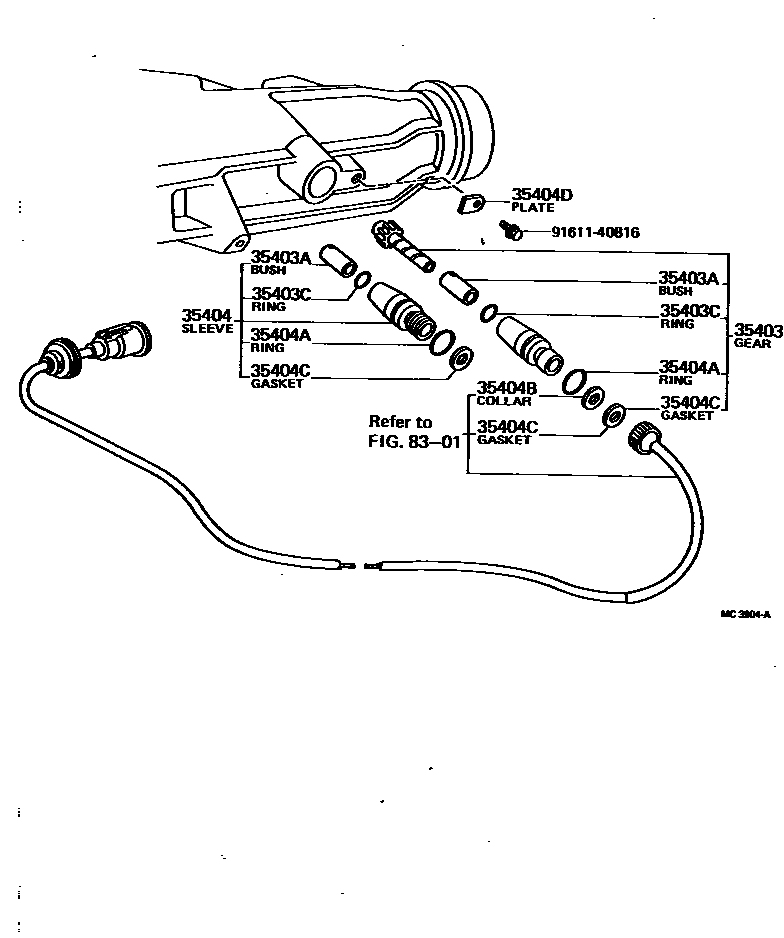 Toyota HILUX 速度表从动齿轮(ATM) EPC diagram — MC3904A