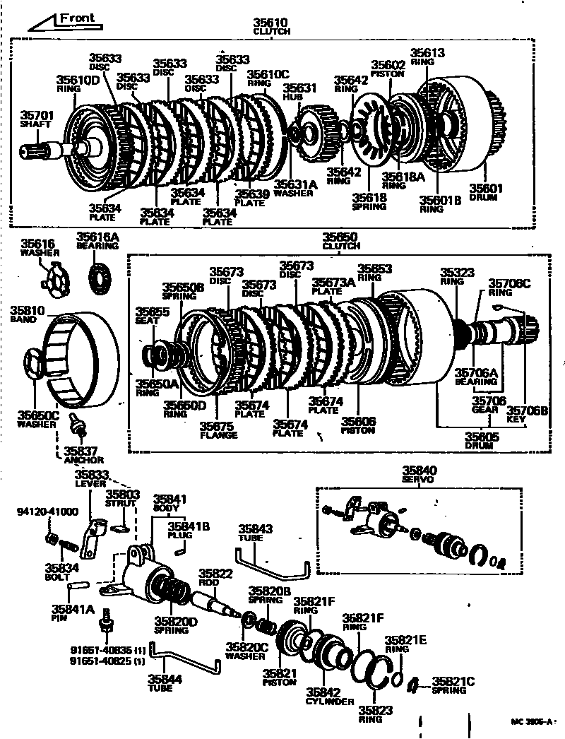 Toyota HILUX 制动带和多片式离合器(ATM) EPC diagram — MC3905A