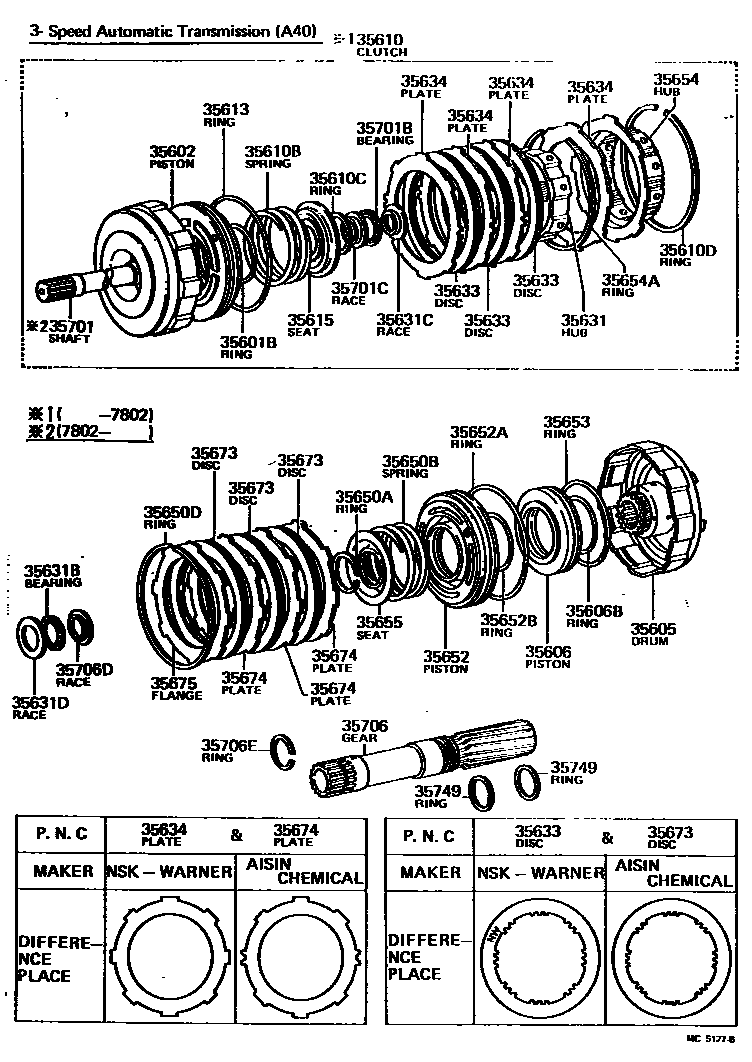 Toyota HILUX 制动带和多片式离合器(ATM) EPC diagram — MC5127B