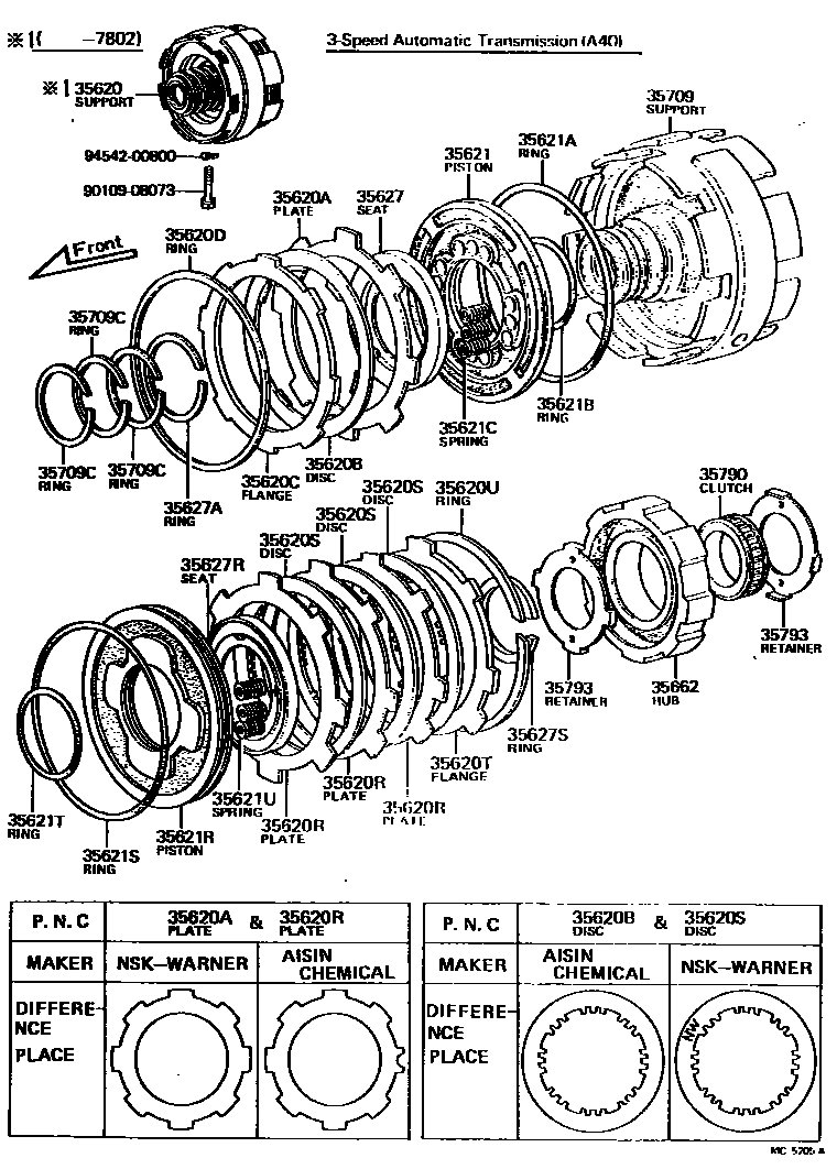 Toyota HILUX 中央支架和行星太阳齿轮(ATM) EPC diagram — MC5205A