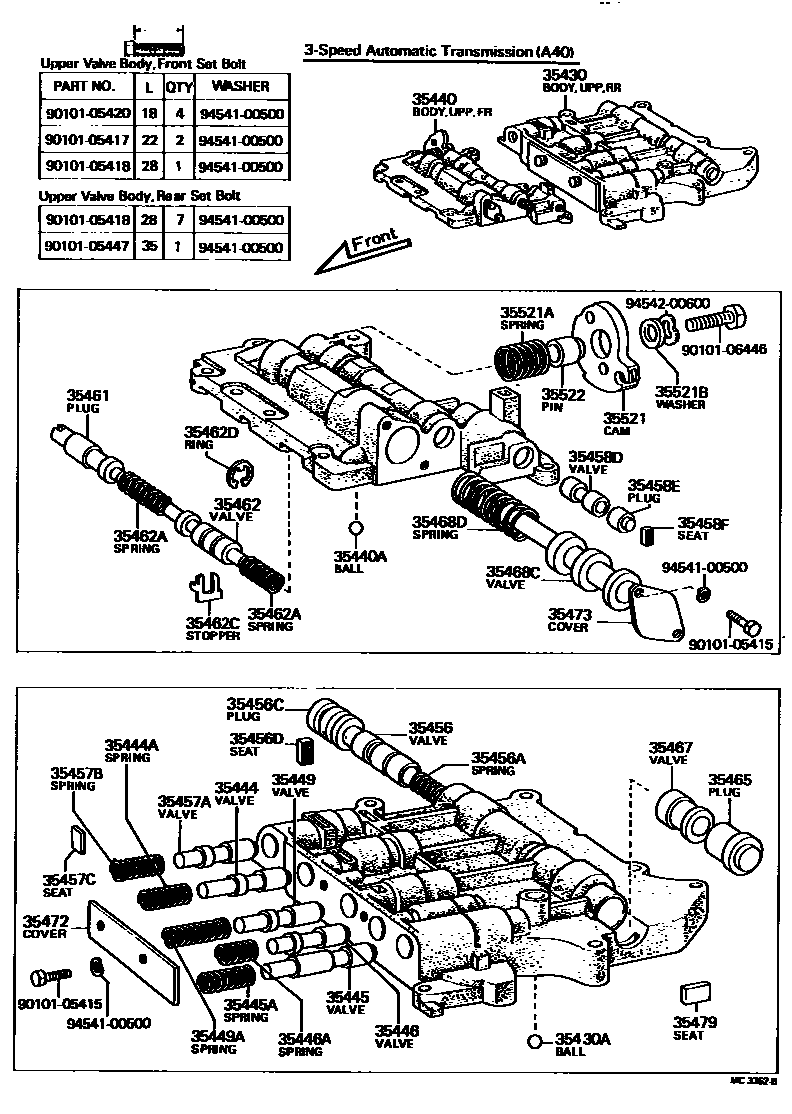 Toyota HILUX 阀体和滤油网(ATM) EPC diagram — MC3362B