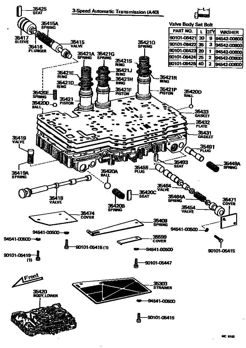 Toyota HILUX 阀体和滤油网(ATM) EPC diagram — MC5192