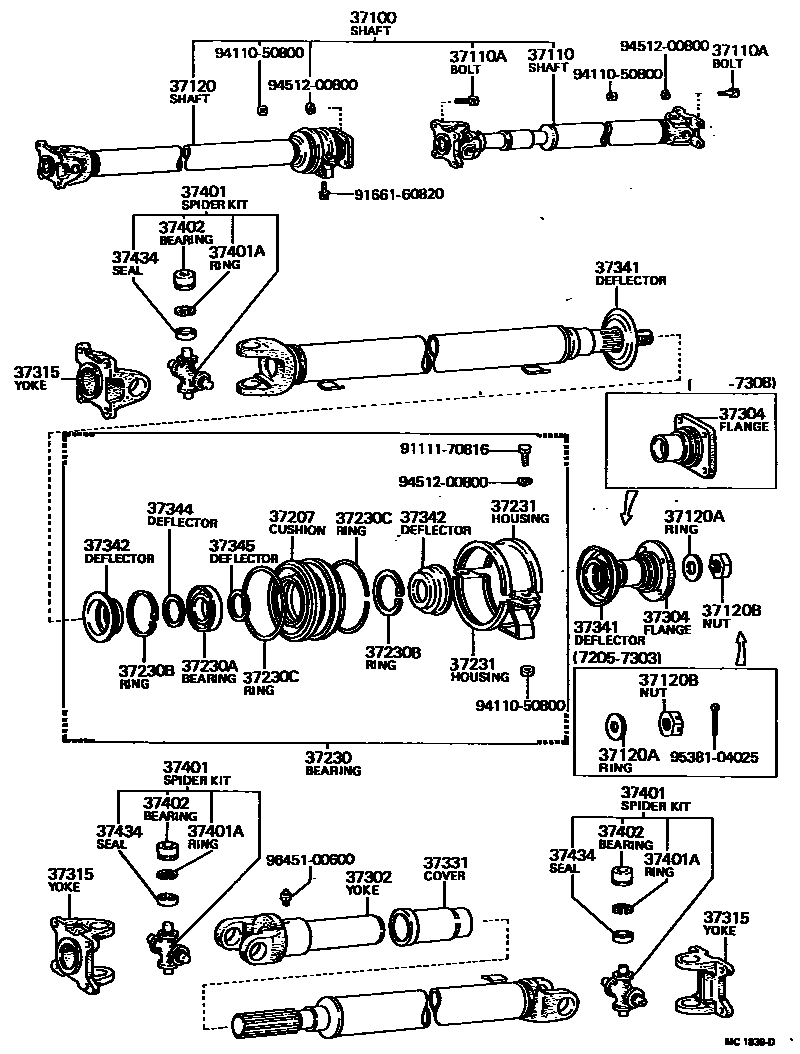 Toyota HILUX Propeller Shaft & Universal Joint EPC diagram — MC1839D
