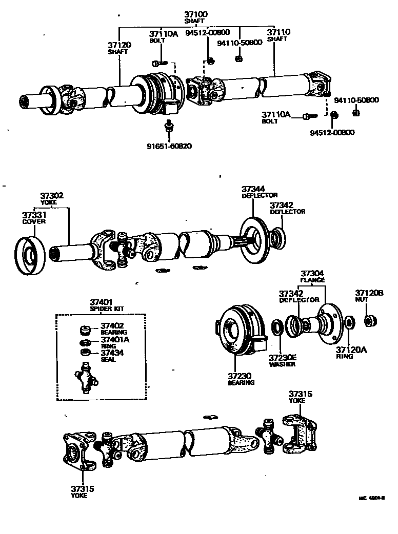 Toyota HILUX Propeller Shaft & Universal Joint EPC diagram — MC4004B