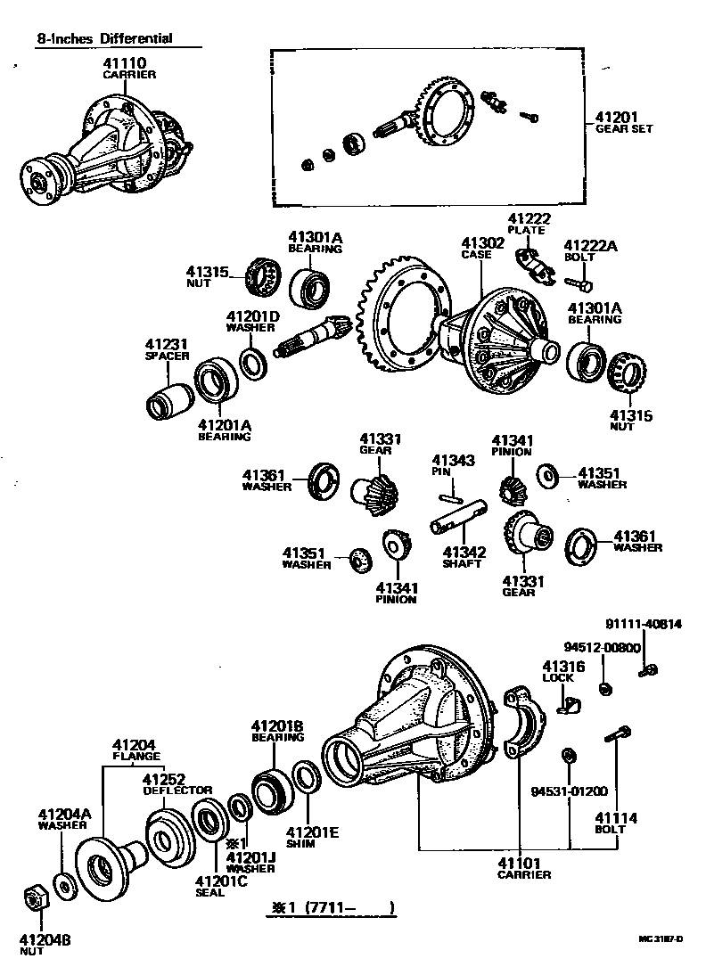Toyota HILUX 后桥壳和差速器 EPC diagram — MC3187D