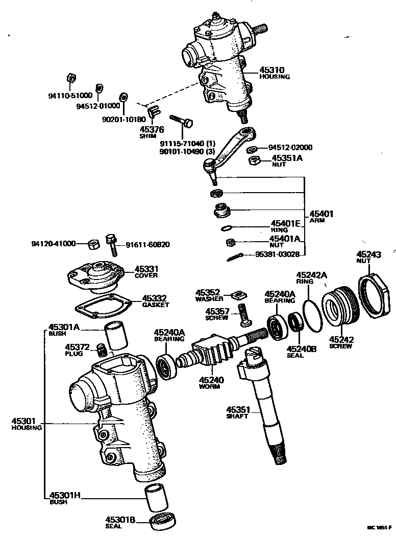 Toyota HILUX Steering Column & Shaft EPC diagram — MC1851F