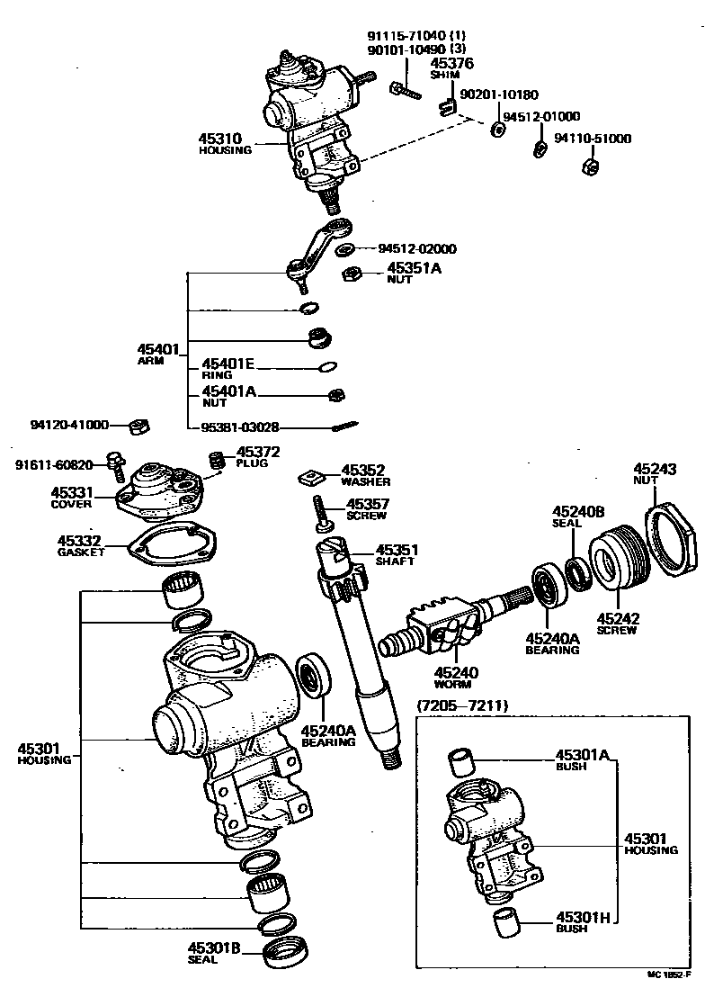 Toyota HILUX Steering Column & Shaft EPC diagram — MC1852F
