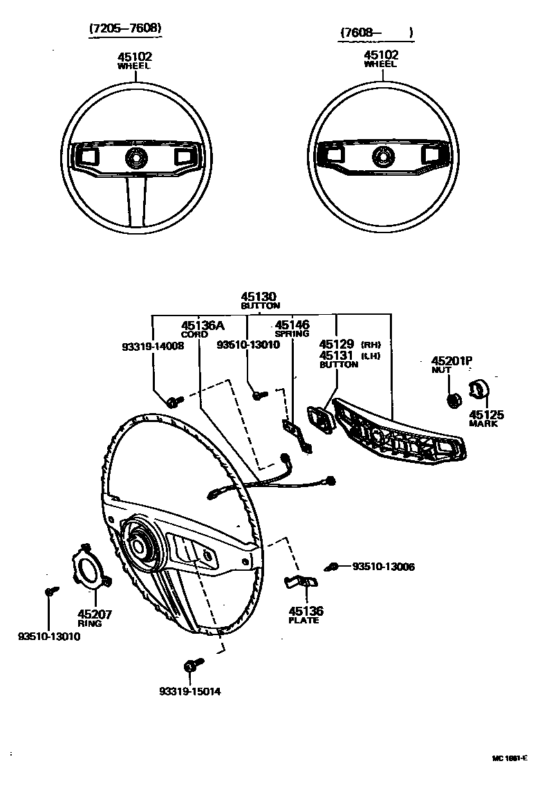 Toyota HILUX Steering Wheel EPC diagram — MC1961E