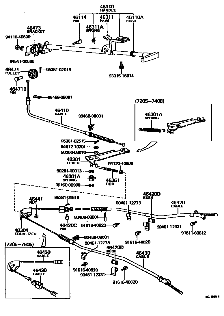 Toyota HILUX Parking Brake & Cable EPC diagram — MC1856E