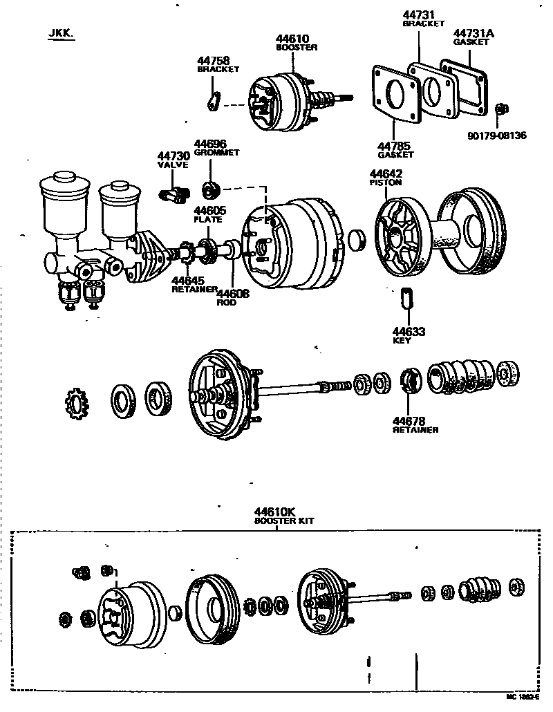 Toyota HILUX 制动助力器和真空管 EPC diagram — MC1862E