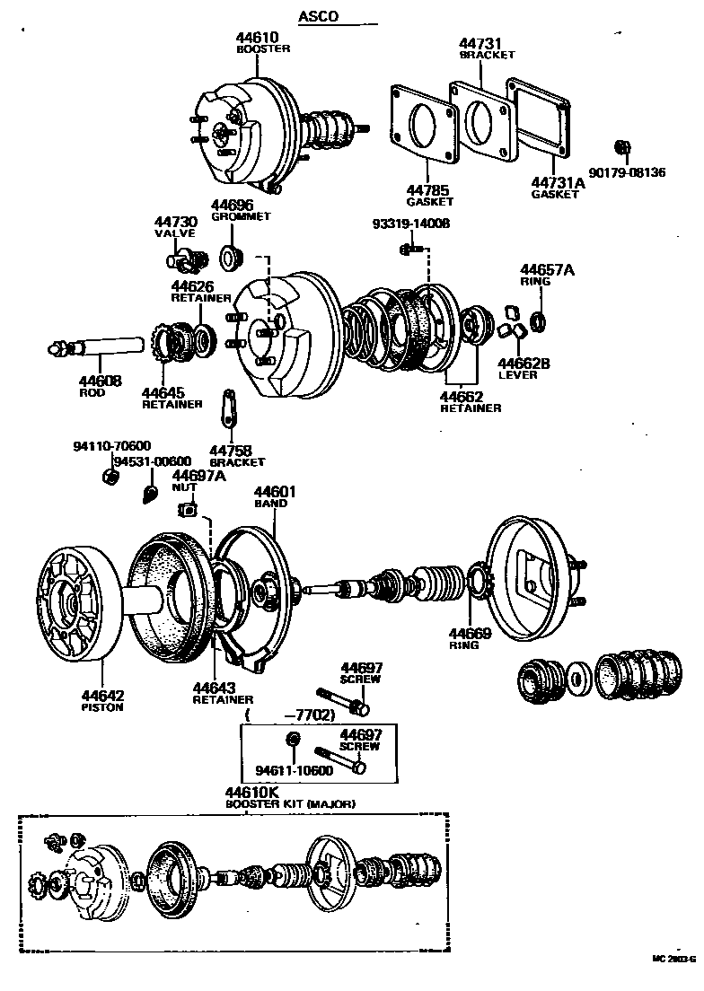 Toyota HILUX 制动助力器和真空管 EPC diagram — MC2903G