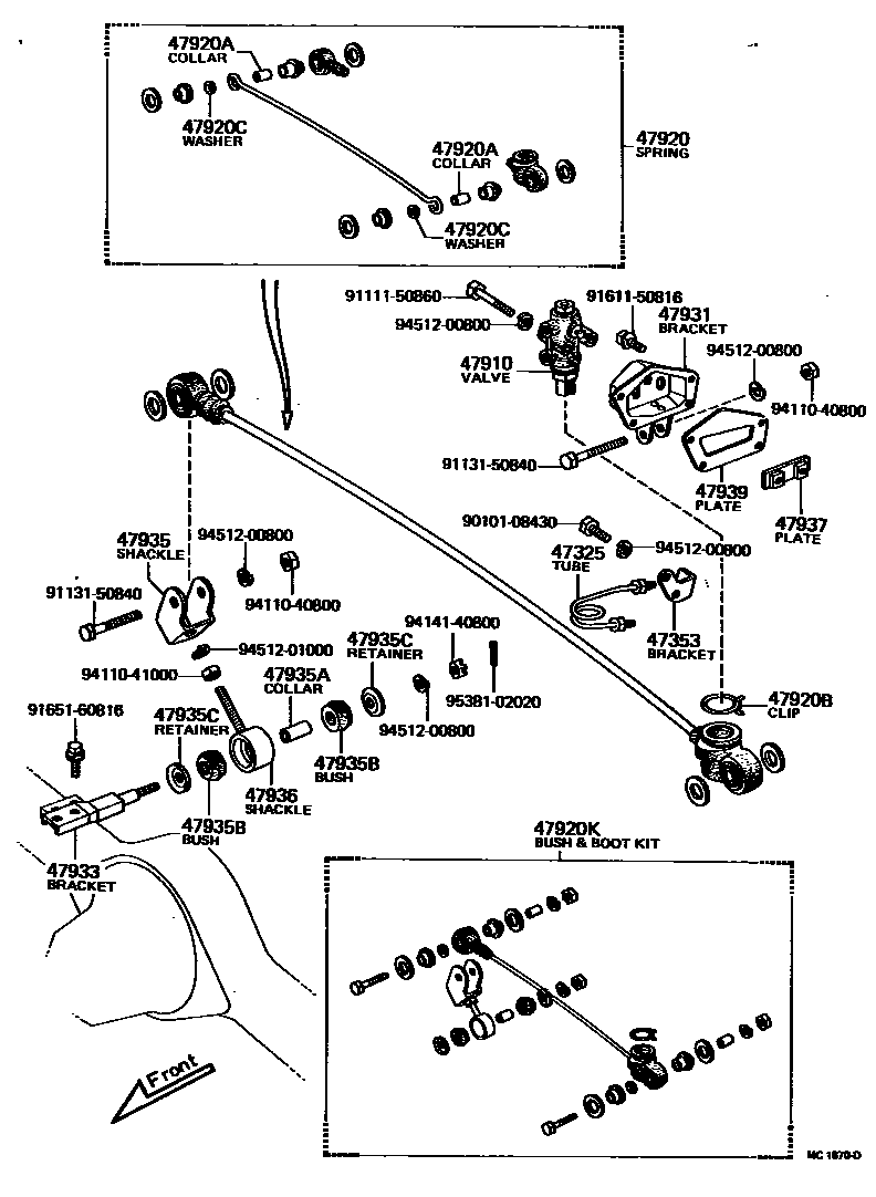 Toyota HILUX 制动配管和卡箍 EPC diagram — MC1870D