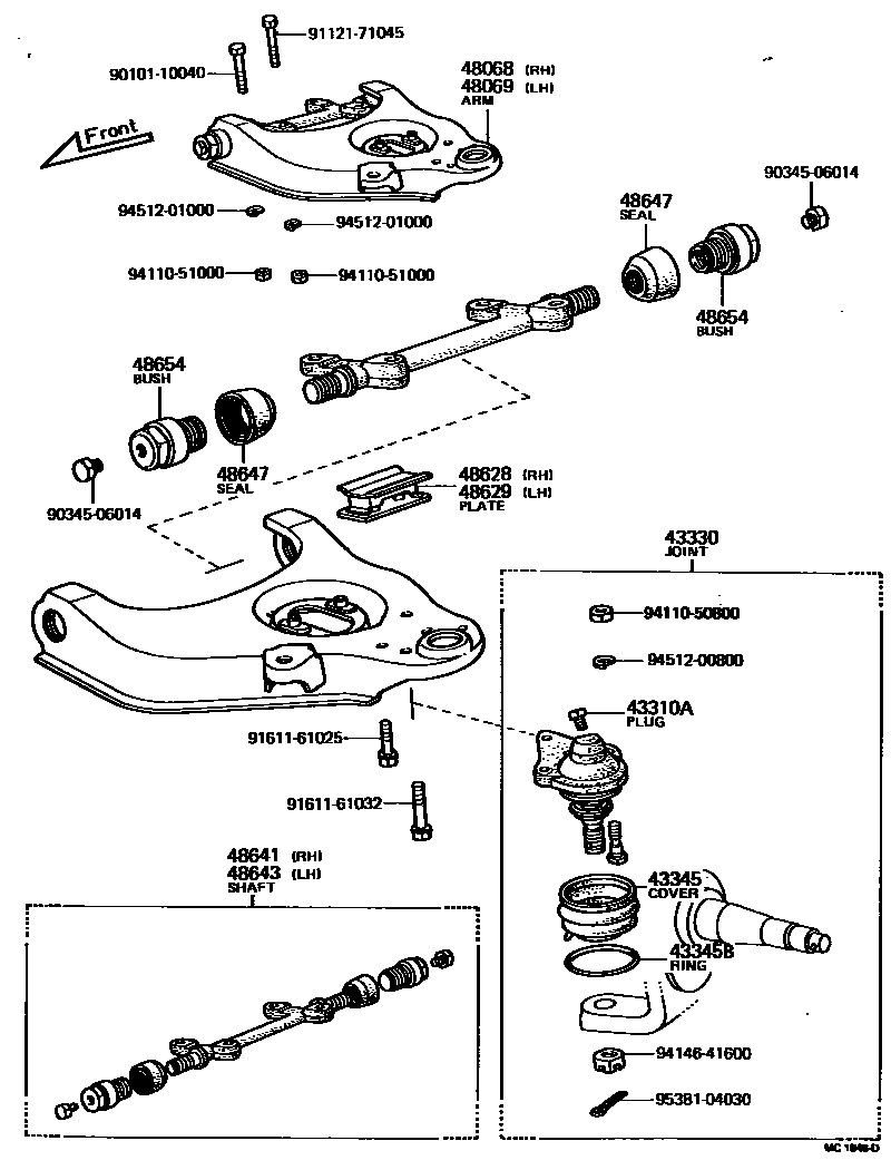 Toyota HILUX 前桥控制臂和转向节 EPC diagram — MC1846D