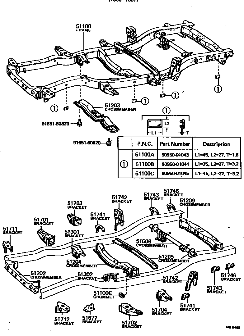 Toyota HILUX 车架 EPC diagram — MB6468