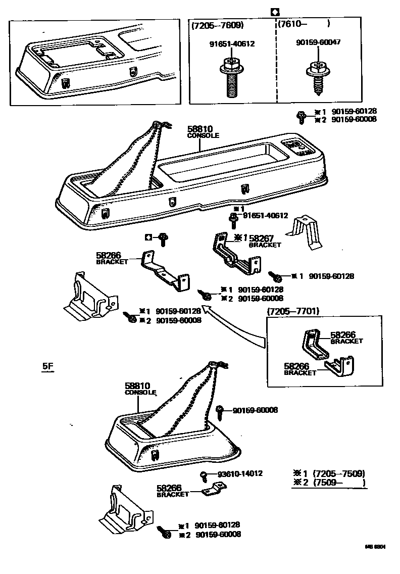 Toyota HILUX 中央扶手箱和支架 EPC diagram — MB6804