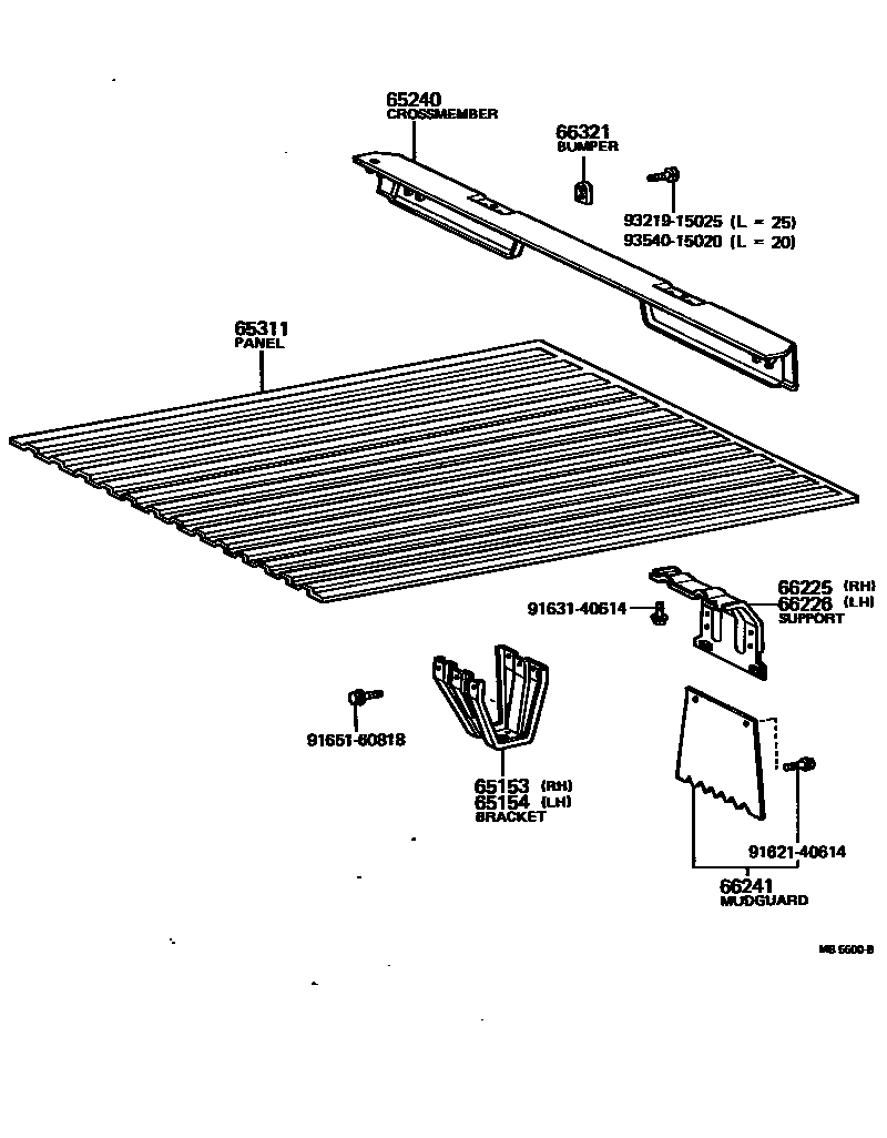 Toyota HILUX 后车身地板和翼子板 EPC diagram — MB5600B